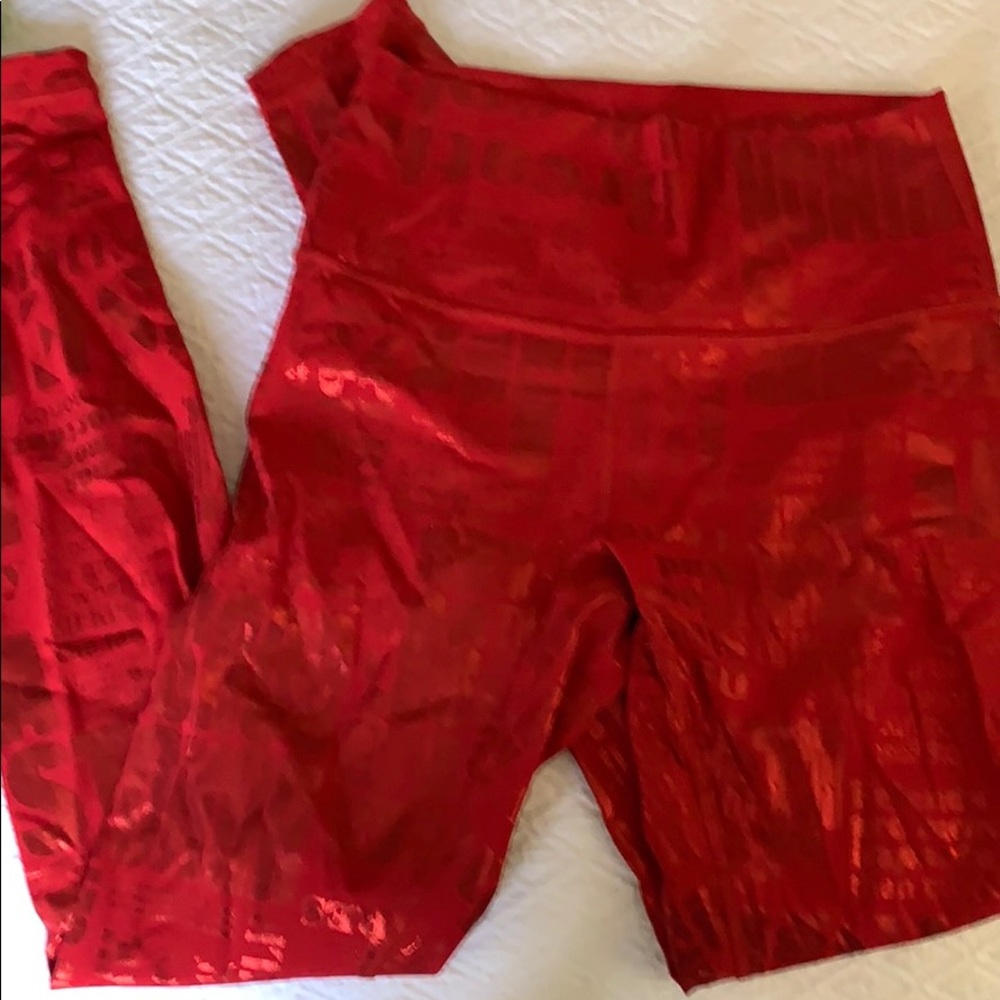 Lululemon Wunder Under Foil Red Leggings